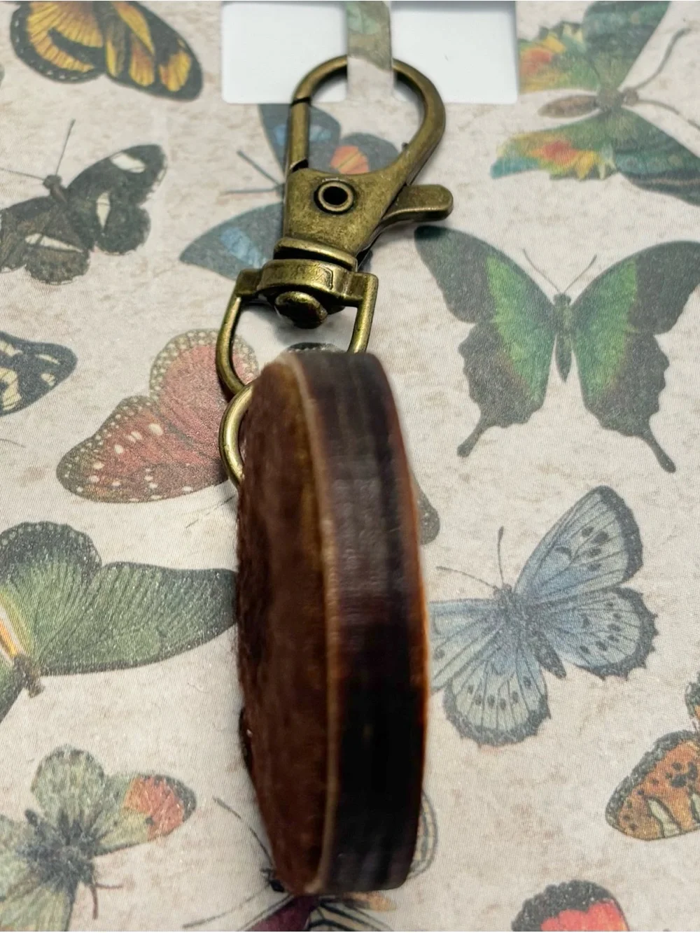 Handmade Floral Pumpkin Embroidered Wood Keychain Purse Charm NWOT